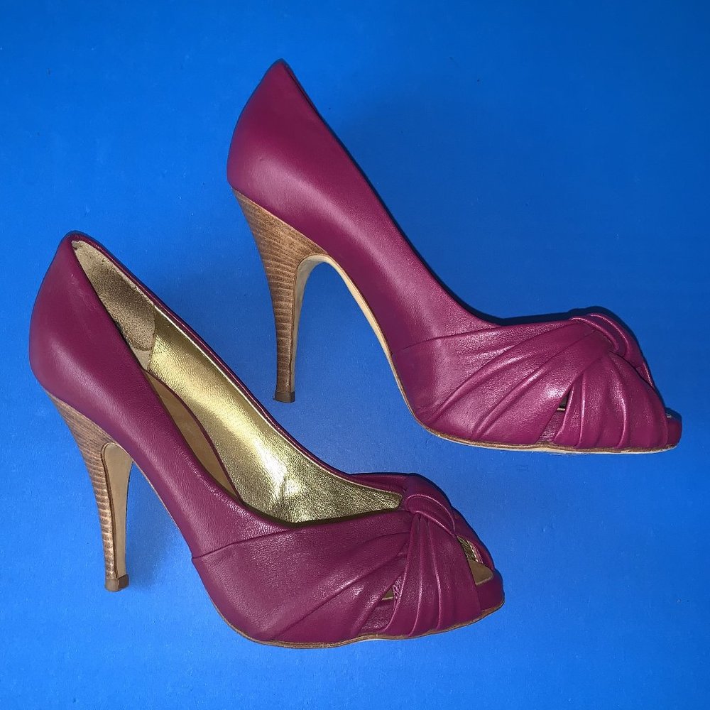 GIUSEPPE ZANOTTI DESIGN Purple Leather Peep Toe Pump Shoes Sz 6